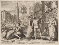TvB G 2469
<br/>
Dansende jongeren negeren advies filosoof
<br/>
<em>Saenredam, Jan (ca. 1565/1566-1607)</em>